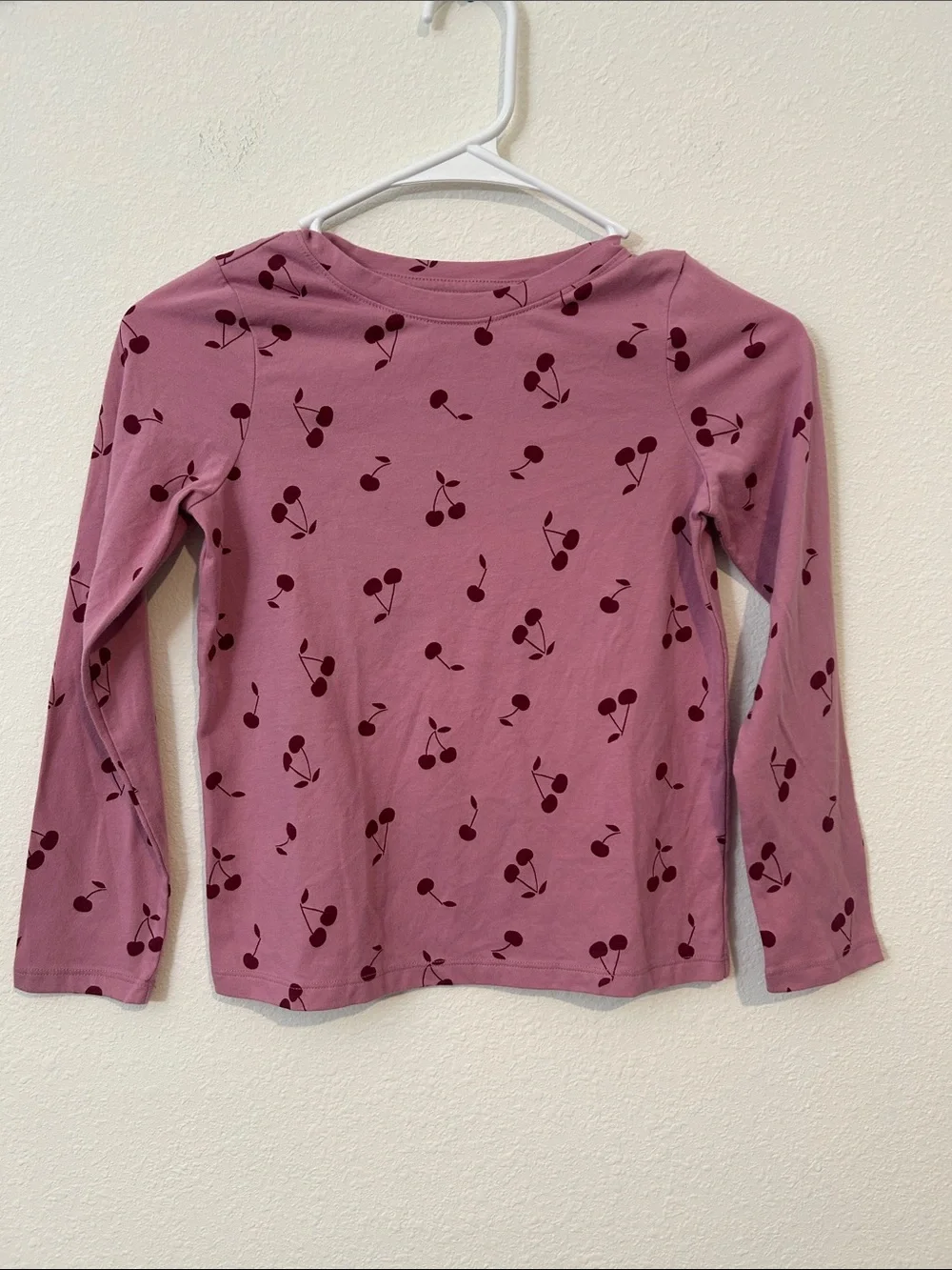 Cat & Jack Cream Pretzel and Mauve Cherry Long-Sleeve Tops